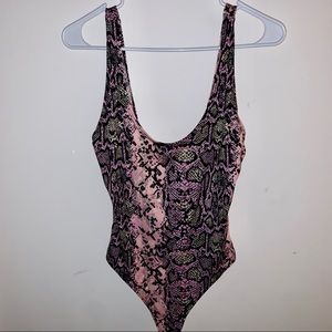 Wild Honey snake print scoop body suit